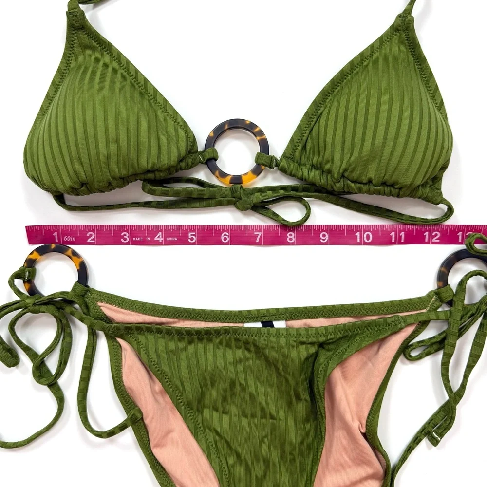 J. Crew Wide Rib O-Ring Bikini in Canteen Green - Picture 4 of 7